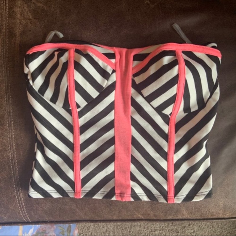 Finn&Clover Black & White Stripe Bustier Crop Top
